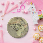 Het avontuur wacht Oude Wereldkaart Papieren Bordje (Feest)