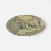 Het avontuur wacht Oude Wereldkaart Papieren Bordje (Gekanteld)