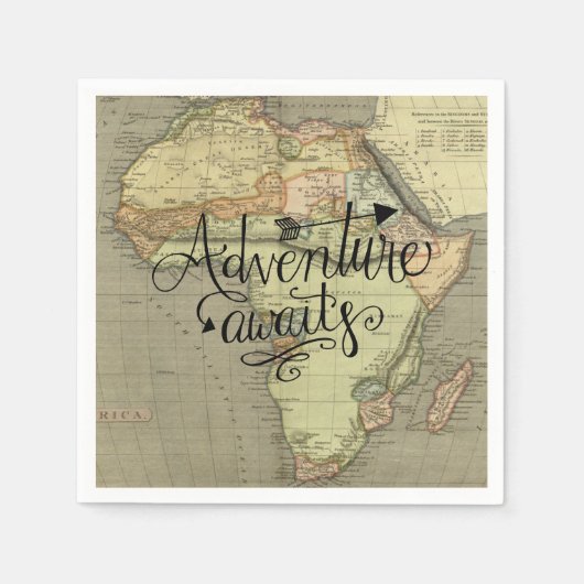 Het avontuur wacht Oude Wereldkaart Servet (Voorkant)