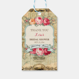 Het avontuur wacht  Rozen van de Wereldkaart af Cadeaulabel