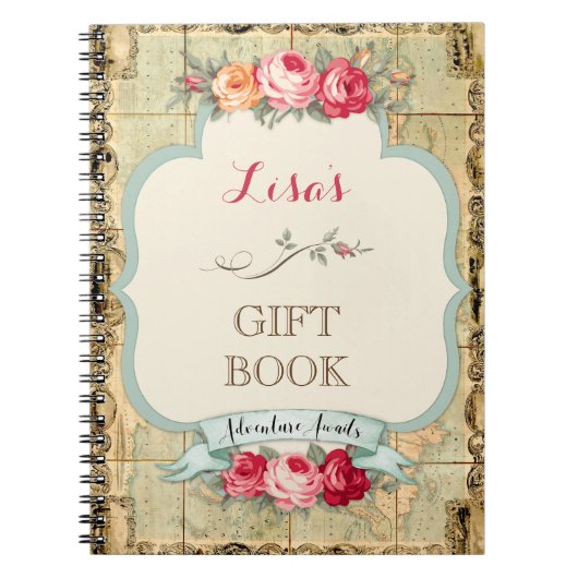 Het avontuur wacht Rozen van de Wereldkaart af Notitieboek (Voorkant)