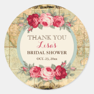 Het avontuur wacht  Rozen van de Wereldkaart af Ronde Sticker