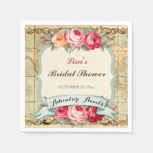 Het avontuur wacht Rozen van de Wereldkaart af Servet (Voorkant)