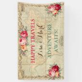 Het avontuur wacht  Rozen van de Wereldkaart af Spandoek (Verticaal)