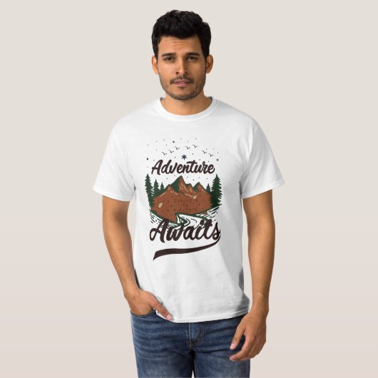Het avontuur wacht t-shirt (Voorkant volledig)