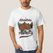 Het avontuur wacht t-shirt (Voorkant)