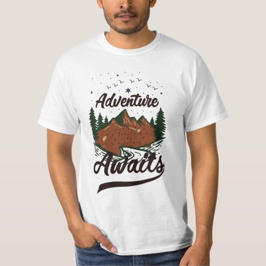 Het avontuur wacht t-shirt (Voorkant)