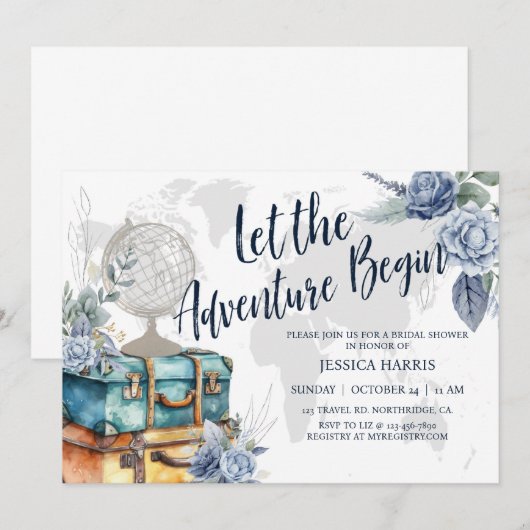 Het avontuur wacht Vrijgezellenfeest, het thema va Kaart (Voorkant / Achterkant)