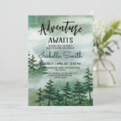 Het avontuur wacht Waterverf Bos Baby shower Kaart (Staand voorkant)