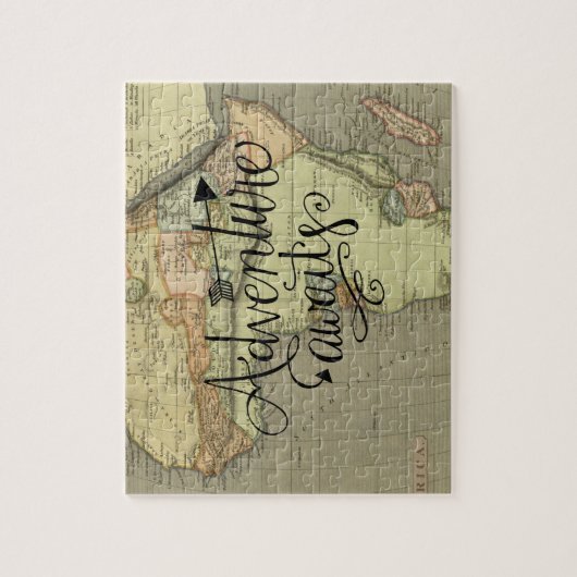 Het avontuur wacht  Wereldkaart af Legpuzzel (Verticaal)