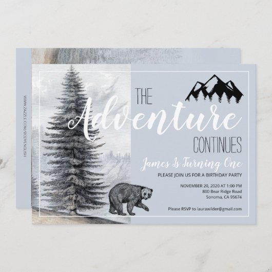 Het avontuur zet het Beer van het bos 1e verjaarda Kaart (Voorkant / Achterkant)