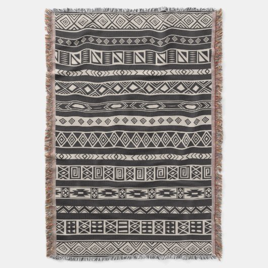 Het Azteekse Stammen Etnische Geometrische Zwarte Deken (Voorkant Verticaal)