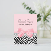 Het baby dankt u de Roze Gestreepte Druk van het Briefkaart (Staand voorkant)