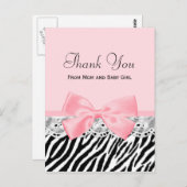 Het baby dankt u de Roze Gestreepte Druk van het Briefkaart (Voorkant / Achterkant)