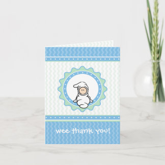 Het baby dankt u kaardt - blauwe/groene harten, bedankkaart