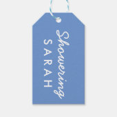Het Baby shower blauw Label blauw wit maken Cadeaulabel (Voorkant)