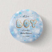 Het Baby shower Blue White Hearts Pattern Ronde Button 3,2 Cm (Voorkant)
