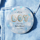 Het Baby shower Blue White Hearts Pattern Ronde Button 3,2 Cm