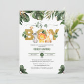 Het Baby shower "Boy Cute Oerwoud Safari Animals" Kaart (Staand voorkant)