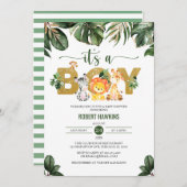 Het Baby shower "Boy Cute Oerwoud Safari Animals" Kaart (Voorkant / Achterkant)