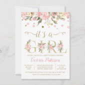 Het Baby shower 'Een meisje-Waterverf' Kaart (Voorkant)