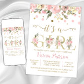 Het Baby shower 'Een meisje-Waterverf' Kaart