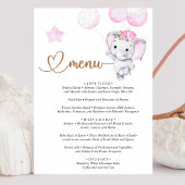 Het Baby shower Elephant & Flower van het menu-mei Informatiekaartje