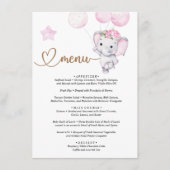Het Baby shower Elephant & Flower van het menu-mei Informatiekaartje (Voorkant)