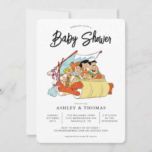 Het Baby shower Flintstenen Kaart (Voorkant)