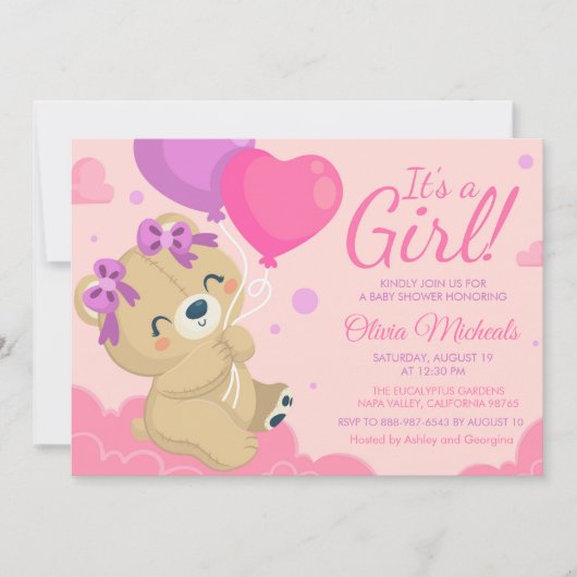 Het Baby shower Girl Cute Pink Kaart (Voorkant)