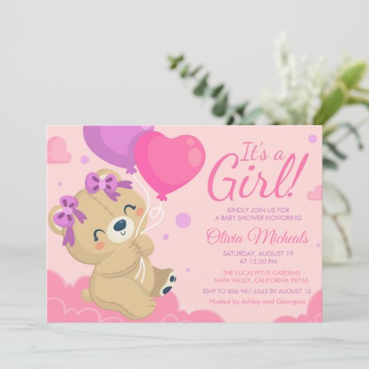 Het Baby shower Girl Cute Pink Kaart (Staand voorkant)