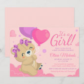 Het Baby shower Girl Cute Pink Kaart (Voorkant / Achterkant)