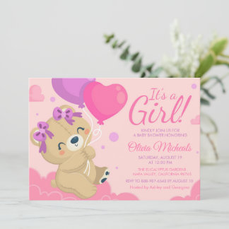 Het Baby shower Girl Cute Pink Kaart