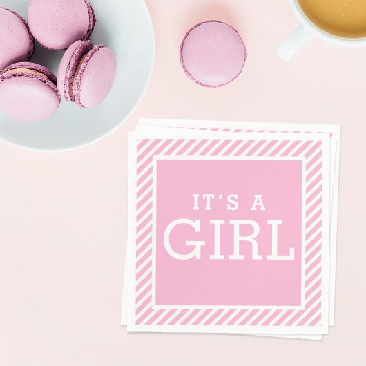 Het Baby shower 'Girl Modern Light Roze Stripes' Servetten