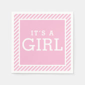 Het Baby shower 'Girl Modern Light Roze Stripes' Servetten (Voorkant)