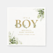 Het Baby shower 'n Jongen Greenery Foliage Gold Le Servet (Voorkant)
