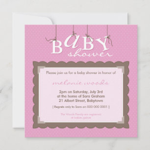 HET BABY SHOWER NODIGT: UIT: baby brieven 4SQ Kaart