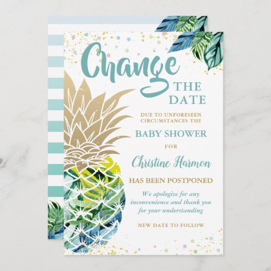 Het Baby shower Pananas van de Aankondiging Datum (Voorkant / Achterkant)