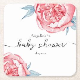 Het Baby shower papier Onderzetter pioenrozen