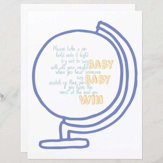 Het Baby shower Pin Game Adventure (Voorkant / Achterkant)
