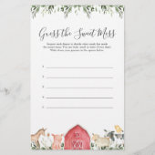 Het Baby shower van boerderijdieren raadt de zoete (Voorkant)