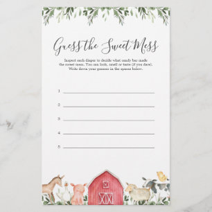 Het Baby shower van boerderijdieren raadt de zoete