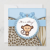 Het Baby shower van Brown and Blue Monkey Kaart (Voorkant)