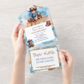 Het Baby shower van Cowboy en Teddy Bear All In One Uitnodiging (Afscheurbaar)