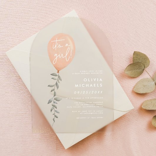 Het Baby shower van de ballon van de Grieks-Eucaly Acryl Uitnodigingen