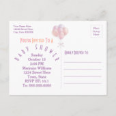 Het Baby shower van de ballonnen van het deeg spar Aankondigingskaart (Achterkant)