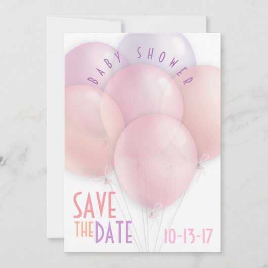 Het Baby shower van de ballonnen van het deeg spar Save The Date (Voorkant)