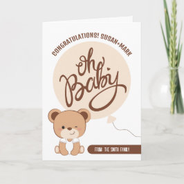 Het Baby shower van de Beer van de baby feliciteer Kaart