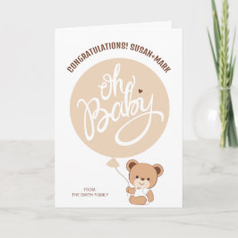 Het Baby shower van de Beer van de baby feliciteer Kaart