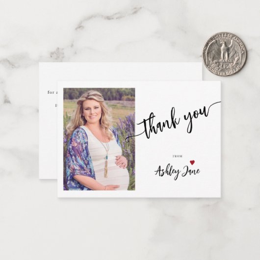 Het baby shower van de begroting moderne manuscrip notitiekaartje (Voorkant / Achterkant in situ)